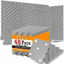 TOUO Acoustic Foam 6-48 Pcs Rhinestone Groove Foams Panels Offices Acoustic Treatment 30X30X5cm/12"X12"X2" | 30X30X2.5cm/12"X12"X1" High-Density Sound Absorbing Material - one-size - View 23