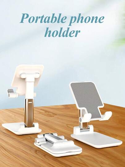 1pc Foldable Phone Stand, Desk Phone Holder, Portable Adjustable Stand For Phone & Tablet, Livestream, Desktop Decoration, Non-Slip Back To School