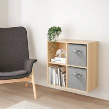 Set Of 6 Foldable Cube Storage Boxes Organiser Basket Containers Handles Home Office - Grey - View 5