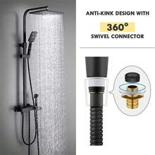 1.5/2M Manguera de Ducha Flexible Negra SUS 304 Larga Manguera de Agua para Baño Extensión de Tubería de Plomería Tubo de Extracción Accesorios de Baño - Negro - Ver 7