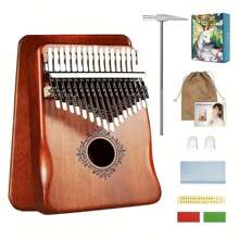 Kalimba de 17 teclas - Piano de pulgar - Mbira - Madera sólida portátil con bolso de transporte e instrucciones para amigos y familia