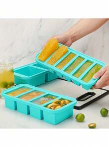 Silikon Einfrierform mit Deckel Lebensmittel Aufbewahrungsbox, extra großer Silikon Eiswürfelbehälter, Lebensmittel Aufbewahrungsbox