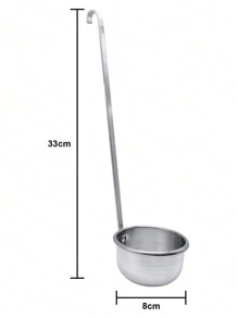 3 Serving Ladles 8 Cm In Diameter, Made Of Aluminium, 33 Cm Long, Excellent Quality And Durability. - Light Grey - View 2