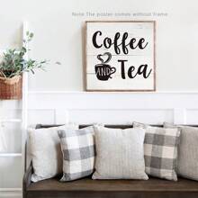 1PC Koffie en thee houten bord keuken woondecoratie posters, rustieke grappige koffie canvas wandkunst voor wanddecoratie - multifunctionele boerderijdecoratie, vakantiehuis wandkunst - woonkamer, slaapkamer, haldecoratie