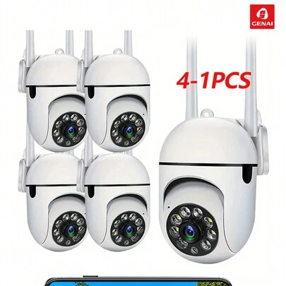 2/4pcs 1080p HD 5G Smart Home Safety Camera - All-Weather Color Night Vision, Pan/Tilt/Zoom, Bidirectional Audio, Pet Monitor With Movement Alerts - Wireless Indoor/Outdoor Security Cam