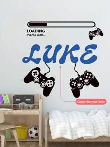 1pc Black Gamepad Cartoon Wall Sticker, Customizable Text Wall Decal, Create Your Own Personalized Space In Bedroom, Living Room, Study, Gaming Room, PVC Removable,Multi-Functional,Adjustable,Durable,Ornamental,Reusable,Exquisite,Adorable,High-Quality,Modern,Colorful,Cute,Comfortable,Stylish,Custom,Personalized,Unique,Ideal Gifts For Him,Ideal Gifts For Her,Boyfriend,Girlfriend,Dad,Mom,Family,Friends,Son,Daughter,Office,Tea Room,School,Home,Home Refresh - Black - View 2