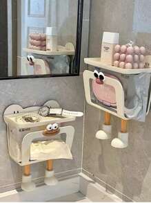 1pc Cute Cartoon Tissue Box, Bathroom Hanging Facial Tissue Dispenser, Modern Wet Wipes Paper Towel Storage Rack Home Bathroom Decor Bathroom Organizer Summer Back To School