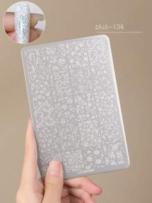 1 pieza Placa para estampado de uñas, diseño de patrón de estilo chino retro, plantillas para estampado de uñas, diseño de esmalte de uñas en gel - Herramienta de estampado de acero inoxidable, para arte de uñas DIY en el salón del hogar