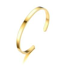 1 件时尚 4 毫米、6 毫米、8 毫米宽不锈钢 C 形开口袖口手链 - 现代简约设计，玫瑰金，彩虹蓝/灰和黑色，抛光饰面，简约优雅的日常不锈钢手镯可调节袖口，适合男士和女士日常佩戴，展现个人风格和多功能性 - 彩色 - 查看 10