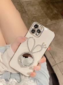 心形化妆镜支架，兼容 16 Plus、15、14、13 Pro 手机壳，苹果 12 直边款，12 Pro Max 电镀款，11 英寸软硅胶全包式保护套，女士高级防摔保护套，Xs Max 防水防震防刮，国际版，非国内版 - 白色 - 查看 3