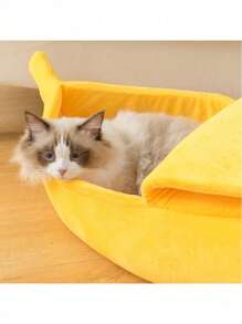 Universal Washable Cartoon Cat House Pet Mat - Soft Winter Warmth, Adorable Banana Nest Design, Easy Clean, Perfect For Your Furry Friends