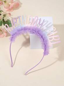 1pc Girls Happy Birthday Headband For Birthday Party Hairband Shining Glitter Pink Hairband Hair Accessories For Party Holiday