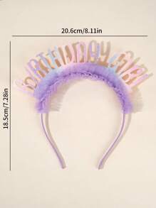 1pc Girls Happy Birthday Headband For Birthday Party Hairband Shining Glitter Pink Hairband Hair Accessories For Party Holiday