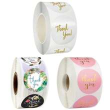 500 sztuk kolorowych naklejek foliowych z motywem kwiatowym, etykiety samoprzylepne do artykułów do pieczenia i podziękowania