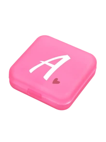 1pc Pink Love White Letter A-Z Pattern Cute And Portable Pill Box, Travel Pill Box, Large Pill Storage Device 4 Times A Day, Large Vitamin Daily Medication Storage Device, Large Pill Container, Medication Dispenser (Pink) - Perfect For Organizing Medication Anytime, Anywhere