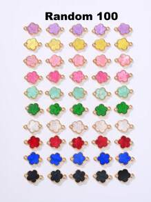 5/10/20/30/50/100/200/300/400/500 piezas Colgante con flor de cuatro hojas elegante de varios colores con dos agujeros, apto para hacer collares, pulseras, pendientes, llaveros, charms de teléfono, joyería de regalo para parejas