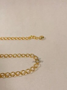 Women's Round Chain Belt Gold Silver Color - OVAL-DOURADO - 查看 4