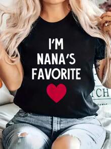 Funny I'm Nana's Favorite Design For Grandchildren Grand T-Shirt  100% Cotton, Breathable & Comfort Fit, Short Sleeve Crew Neck Top For All Seasons