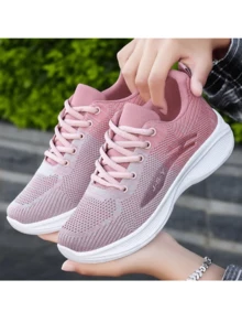 Women's Non-Slip Mesh Tennis Shoes Breathable Comfortable Casual Sneakers. - 粉色 - 查看 4
