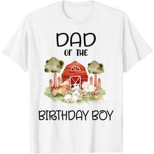 Dad Of The Birthday For Boy Barnyard Farm Animals Party T-Shirt - White - View 1