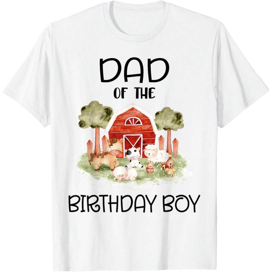 Dad Of The Birthday For Boy Barnyard Farm Animals Party T-Shirt - White - View 1