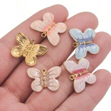 1pc Stainless Steel Colorful Square Pendant Pendant DIY Necklace Earring Jewelry Accessory Making