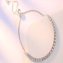 925 银镶嵌锆石网球手链，女士时尚珠宝，生日礼物，万圣节，圣诞节，新年，情人节