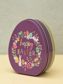 1 Peça Lata de Doces de Coelho da Páscoa no Estilo de Desenho Animado, Caixa de Presente de Lata de Ovo Plano de Coelho Decoração de Páscoa, Caixa de Doces, Caixa de Presente de Feriado, Fofa Caixa de Doces de Coelho da Páscoa, Itens Decorativos para Feriado de Páscoa, Organizadores e Armazenamento Domésticos, Acessórios Domésticos - Multicolorido - Visão 9