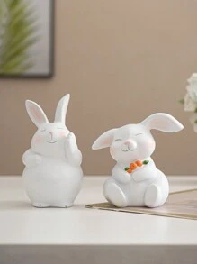 1 pieza Figura de resina con forma de conejo acariciando la cara y abrazando una zanahoria, de estilo simple y lindo, decoración de Pascua, artesanía, apta para hogar, escritorio, oficina, entrada, estantería, sala de estar, hotel, decoración festiva
