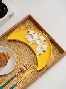 1 pieza Plato de diseño de luna creciente de cerámica, estilo plato para caramelos, plato de postre, plato doméstico, plato para tartas, plato para frutas, soporte para aperitivos, vajilla adecuada para el hogar, mesa de comedor, cocina, sala de estar, Ramadán, Eid, boda, fiesta, té de la tarde