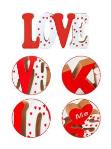 Valentine's Day Wooden Love Sign Decor, LOVE Romantic Table Top Decor Romantic Table Red Sign, Wood Love Letters Home Table Decorations For Farmhouse Shelf Fireplace Wedding Anniversary Home Party Decoration