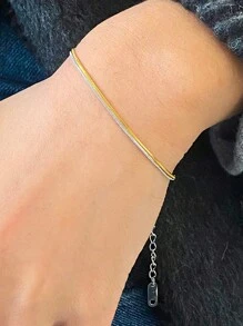 Uworld 1 pièce Bracelet de base multicouche en acier inoxydable plaqué or 18 carats à motif d'os de serpent, simple et à la mode. Convient pour un port quotidien, le travail, l'école, les fêtes, les vacances, les festivals, etc.