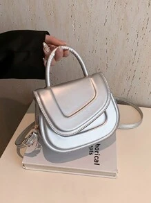 1pc Fashionable And Textured, Stylish Solid Color Embossed Shoulder Bag, Popular And Fashionable Crossbody Handbag Saddle Bag, Casual And Aesthetic Handbag, Simple And Fashionable Niche Solid Color Shoulder Crossbody Saddle Bag, Pu Material Magnetic Buckle Closure, Suitable For Girls To Go Out Shopping, Daily Use, Giving Gifts To Friends Is The Best Choice, A Must-Have Fashion Item - Saddle Bag - View 8