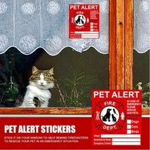 Pet Safety Alert Sticker, Warning Emergency Fire Rescue Sticker, Waterproof Sticker To Rescue Our Cats/Dogs In Fire Emergency, Firefighter Will Use Alert Sticker To Rescue Our Family From Windows, Door Or House - Multicolor - View 3