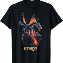 Feminism Dragon Fantasy Vintage T-Shirt.