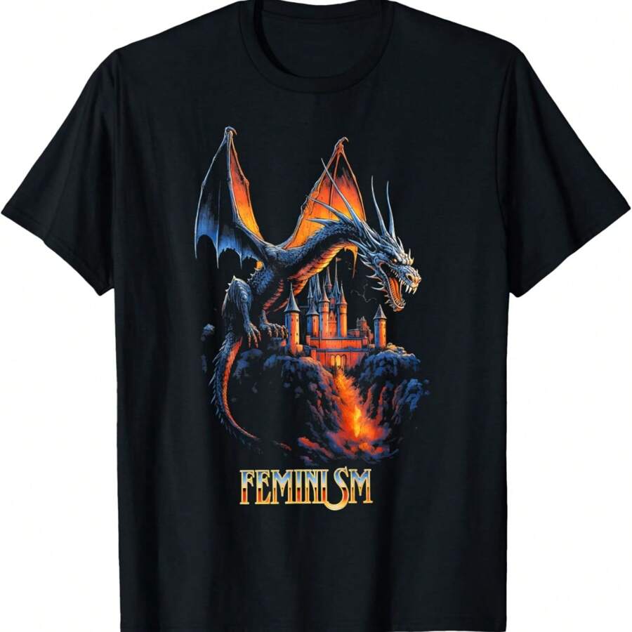 Feminism Dragon Fantasy Vintage T-Shirt.