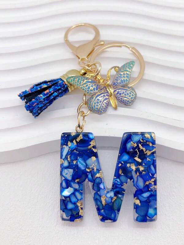 1pc Resin Letter Keychain, Initial Car Keyring Her, Bag Purse Charm Key Ring, Cute Colorful, Alphabet Tag For Girls Gift Souvenir Car Accessories Bag Charm School Goth Y2k