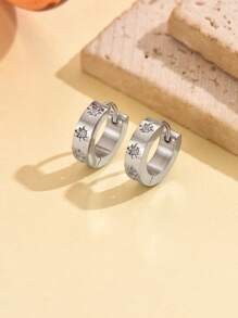 1 Pair Minimalist Fashion Rhinestone Star Hoop Earrings, Versatile Daily Wear Earring Gift For Girlfriend - Diamond Star Earrings - View 14