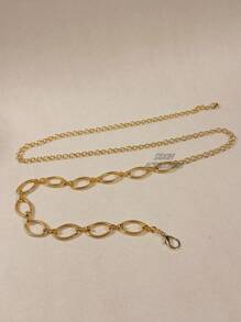 Women's Round Chain Belt Gold Silver Color - OVAL-DOURADO - 查看 1