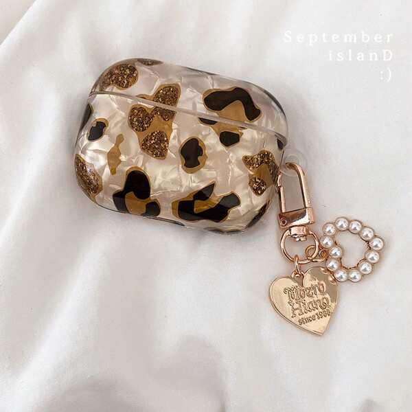 Plated Leopard Print Gold Earphone Protective Case, Compatible With Airpods 1/2/3, AirPods Pro, AirPods Pro, With Exquisite Gold Pendant, Anti-Drop Protection Function