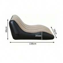 Inflatable Sofa Air Chair, Portable Leisure Lounger S-Shaped Flocking Slouchy Couch For Indoor Living Room Bedroom, Outdoor Folding Blow Up Bed Backyard Garden Beach, Blue Coffee - Multicolor - View 3