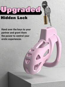 1pc Male Chastity Cage, Large Chastity Device With 3 Sizes Rings And Invisible Lock For Penis Exercise Bondage Gear & Accessories Lightweight Adult Sex Toys Penis Cock Ring Sex Toys Sex Games Sex Toys Penis Ring Sex Toys Strap On Penis Sex Toys SM Product(Pink)