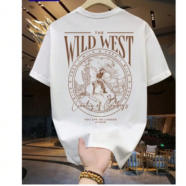 Camiseta Masculina Algodão Adulto Plus Size Infantil Wild West Country Cowboy Streetwear Over Moda Premium