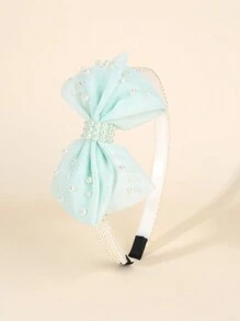1 pieza Diadema con lazo rojo, blanco y rosa para niñas, elegante banda para el cabello con perlas falsas, accesorio decorativo para el cabello para adolescentes - Multicolor - Ver 10