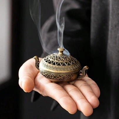 Nepalese Style Brass Incense Burner, Metal Incense Holder, Fragrance-Free, Suitable For Yoga, Meditation, Bedroom Decor, Home Decoration, Great For Christmas, Halloween, Easter, Thanksgiving, And Ramadan