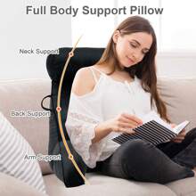 Large Reading Pillow For Bed And Sofa With Removable Neck Roll, Ideal Adult Back Cushion With Memory Foam For Comfortable Reading, Working, Playing, Watching TV, Relaxing