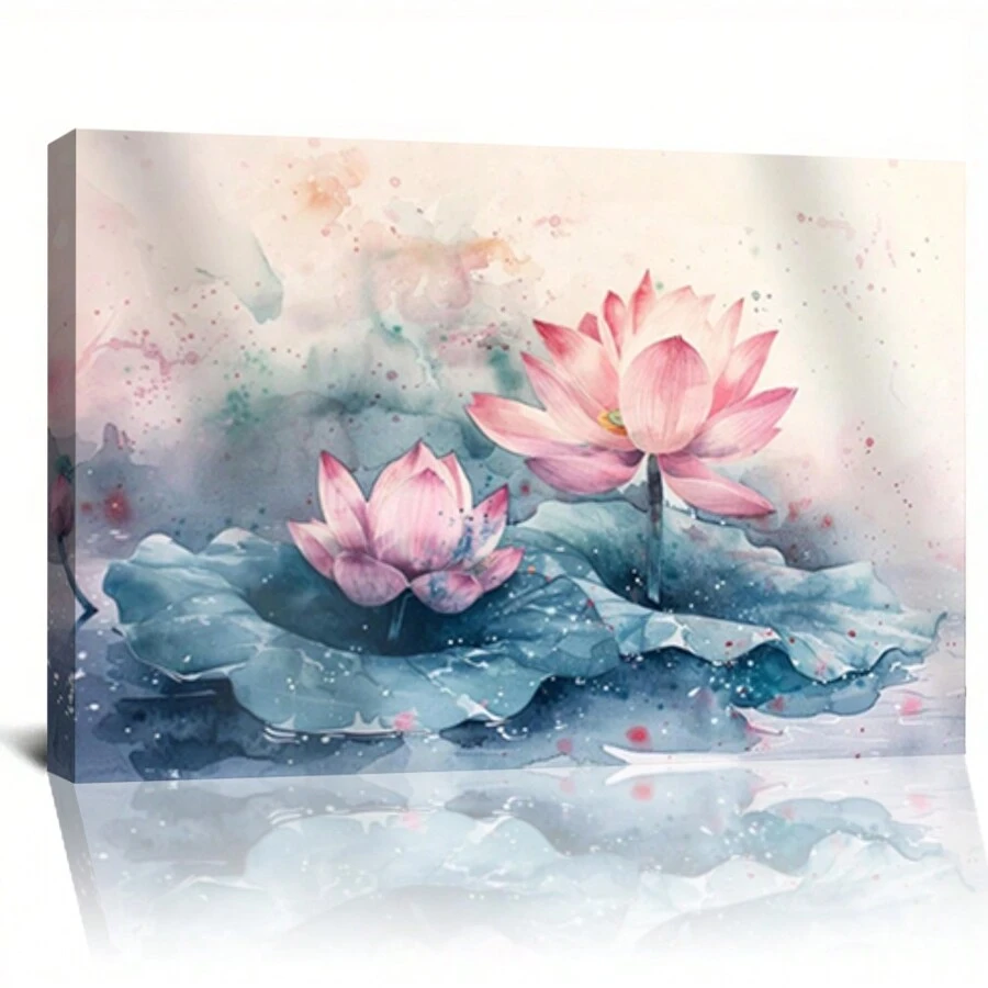 Framed Pink Lotus Flower Watercolor Wall Art, Lotus Flower Art Print ...