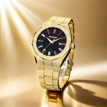1pc Luxury Men's Quartz Wrist Watch With Unique Starry Design, Multifunction, Luminous Date Display - Multicolor - View 3