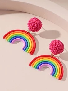 Rainbow Decor Drop Earrings - Multicolor - View 3