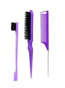 一套散粉尖尾梳和双头边缘控制刷，以及一套散粉蓬松造型发梳。、返校、旅行度假必需品、女士发饰、刷子、发刷、边缘刷、刷头发、发梳、梳头发、顺发刷、球刷、迷你发刷、发刷套装、木梳、发刷梳子、理发、美发工具、美发产品、发饰、刷子、光滑后刷、护发、发刷、刷头发、发梳、理发配件、梳头发、卷发刷、旅行、美发用品、顺发刷、球刷、迷你发刷、发饰、卷发产品、美发设备、配件、圣诞节、理发店、理发配件、发饰、美发、木梳 - 粉色 - 查看 7